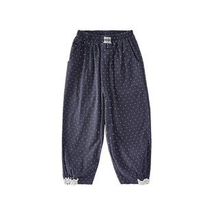 皇室童缘女童波点束脚休闲裤春秋新款儿童百搭洋气长裤中大童裤子