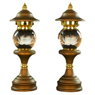 水晶led莲花灯佛供灯七彩佛堂佛前供灯观音灯长明灯 一对插电家用