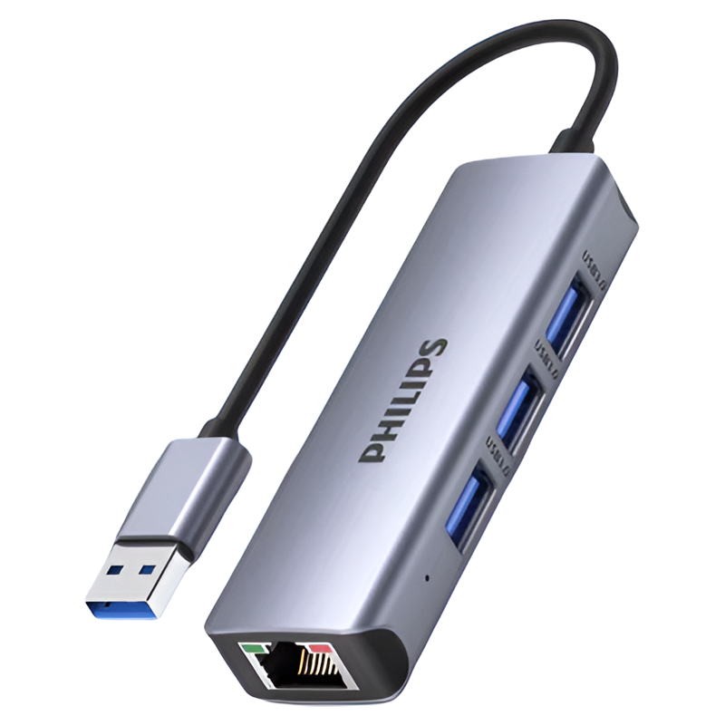 飞利浦USB3.0转千兆网口扩展坞分线器 笔记本网线转接头RJ45网卡