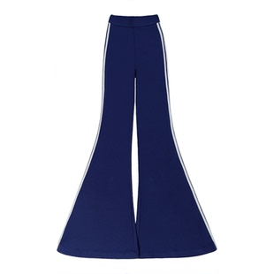 AOAOMISSSHOP 鳌鳌 Bule Print bell-bottoms 蓝色拼接白条喇叭裤