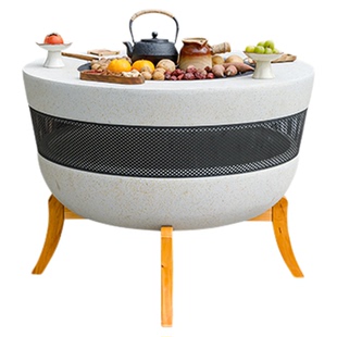 庭院围炉煮茶烤火炉户外炭烤烧烤桌套装家用电烤炉氧化镁取暖火盆