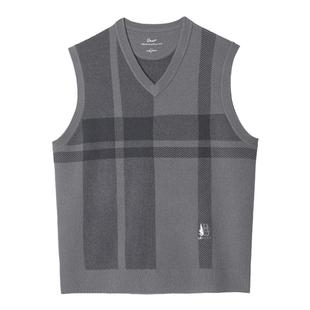 GORNIA/格罗尼雅男士毛背心山羊绒格纹时尚V领中年商务休闲坎肩