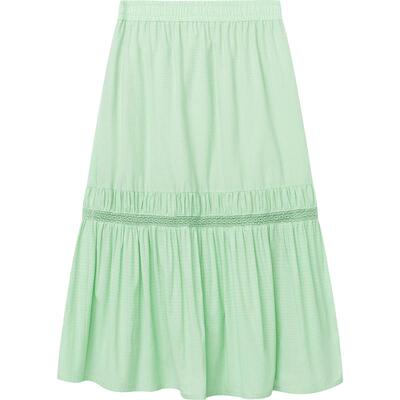 【播奥莱】播蕾丝拼接裙摆A字半身裙商场同款格子长裙BDR2BD0935