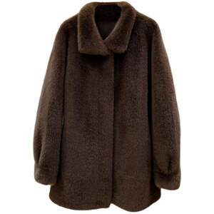 仿天鹅绒貂皮大衣皮毛一体立领中长款水貂绒环保皮草女冬毛毛外套