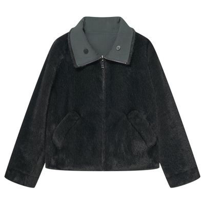 COVERINS两面穿仿皮草外套女短款2025冬季新款CC35510080