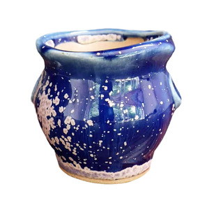 多肉拇指花盆铜环复古陶罐透气景德镇窑变迷你创意控型空气凤梨盆