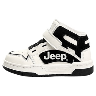 jeep黑白熊猫板鞋女童二棉鞋冬季儿童鞋子加绒保暖男童高帮运动鞋