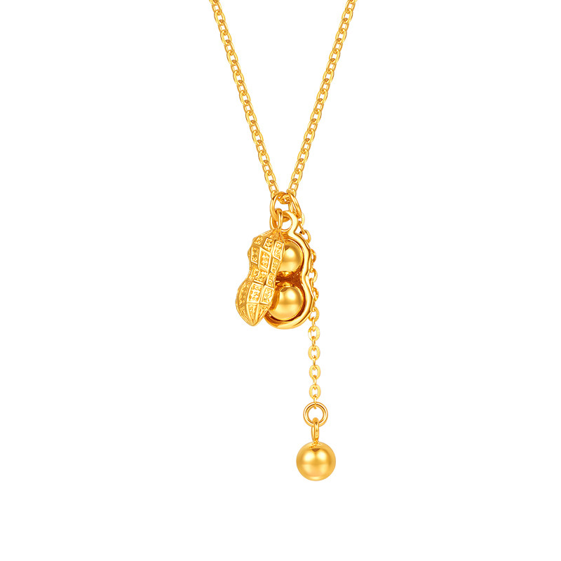 明牌珠宝5G黄金好事发生项链 足金吉祥花生女款首饰礼物AFB0411