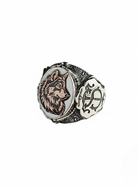 婚礼复古925银錾刻男士戒指