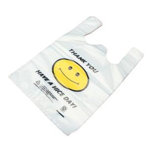 餐馆饭店打包袋卡通笑脸塑料袋外卖一次性商用方便袋手提背心袋子
