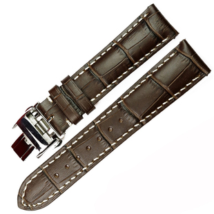 耐玖浪琴名匠真皮表带男女表链蝴蝶扣配件代用L2军旗嘉岚手表带