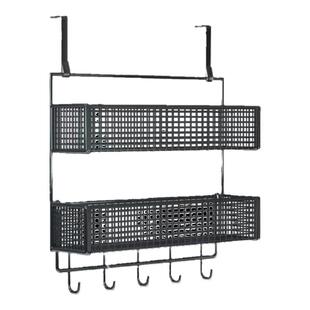 免打孔门后置物架壁挂收纳架子多层厨房橱柜挂钩调味品墙上挂衣架