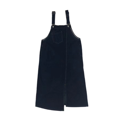 盐系不规则开叉牛仔背带裙女秋冬设计感胖mm宽松中长款吊带连衣裙