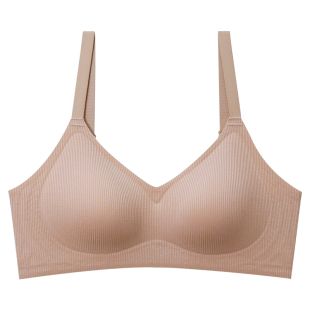 螺纹果冻条内衣女小胸聚拢薄款无钢圈软支撑收副乳舒适睡眠文胸罩
