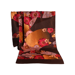 萧娘【繁花】皇金丝祥云纹红云纱围巾百搭披肩桑蚕丝女丝巾3002