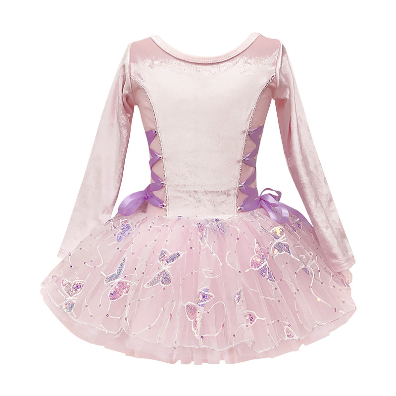 女童秋冬丝绒长袖练功服芭蕾舞裙