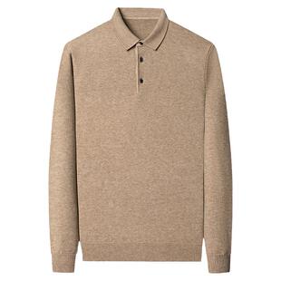 羊绒衫男纯色加厚毛衣加肥加大码中老年翻领保暖男T恤打底羊毛衫