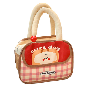 可爱小狗新款便当包保温袋女生大容量便携手提饭盒包加厚铝箔餐包