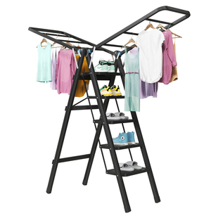 梯子晾衣架两用多功能免安装家用折叠踏板人字梯移动室内外晾衣架