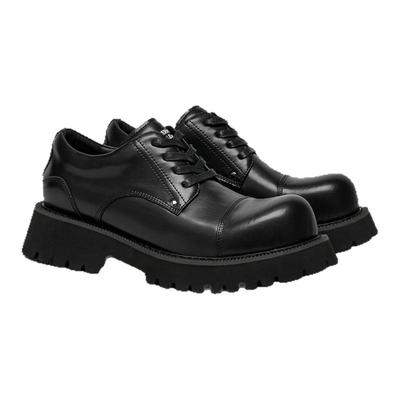 BeauToday休闲皮鞋男真皮高级感英伦风男生大头厚底德比鞋增高