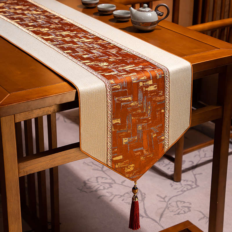新中式禅意桌旗茶席轻奢高端茶桌垫布中国风茶桌布茶台长条茶旗布