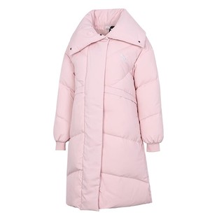 Puma/彪马女子运动休闲黑粉色中长款冬季保暖防风羽绒服 846601