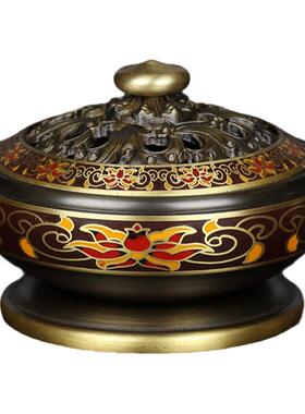 慧宝珐琅彩卧香炉纯铜供佛用品