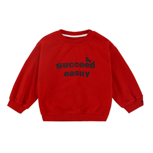 新年卫衣大红马到成功儿童圆领连帽套头上衣马年本命年春节打底衫