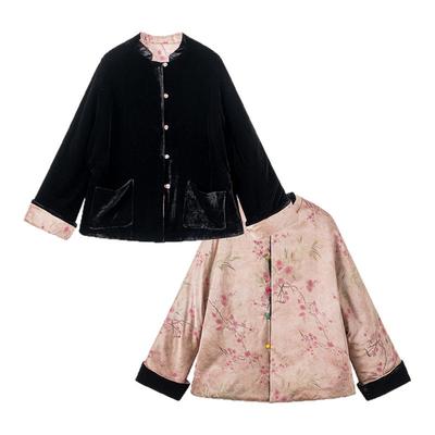 【墨笙】莨西子新中式国风两面穿棉服外套女香云纱棉衣复古短款