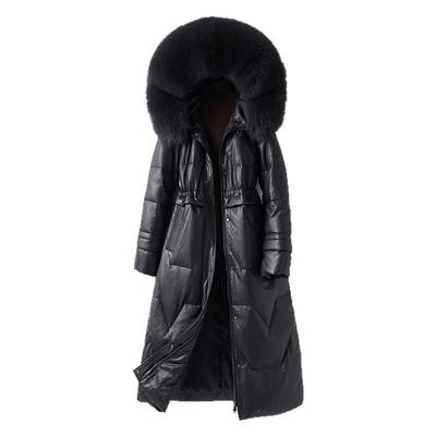 羊皮羽绒服女中长款连帽狐狸毛领