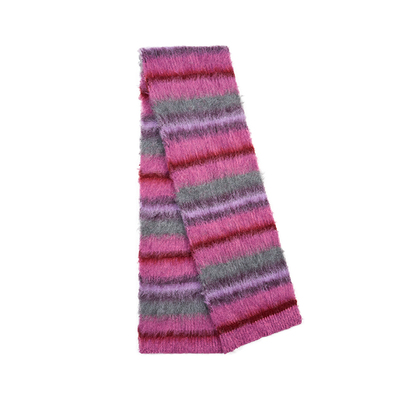 GOODBAI 撞色横条纹长毛针织围巾