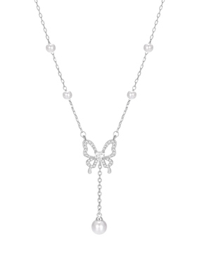 锆石蝴蝶珍珠项链配饰