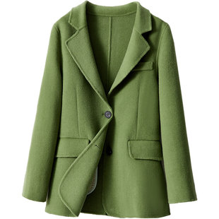 春秋冬新羊毛双面呢子小西装西服女短款毛呢外套修身气质通勤工装