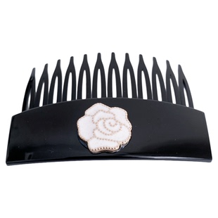 小香风发夹韩国进口优雅白色山茶花亚克力倒插梳小号边卡精致高级