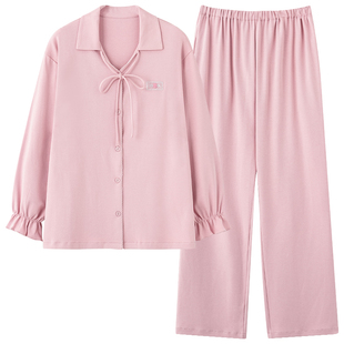 古今睡衣女春秋季2026新款简约休闲长袖全棉可外穿家居服两件套装