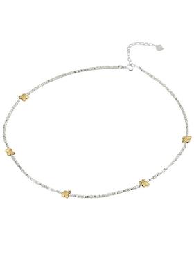 金银撞色蝴蝶碎银子手/项链女