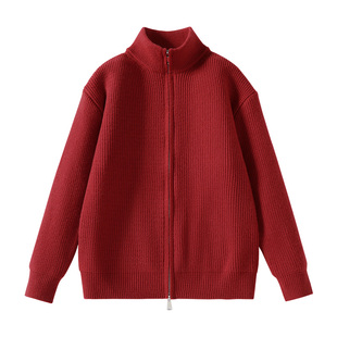 GV真维斯红色毛衣男针织开衫男士外套情侣装本命年衣服男款上衣C