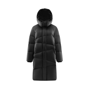 艾莱依长款鹅绒服2025秋冬新款设计感绗缝宽松显瘦防风连帽外套女