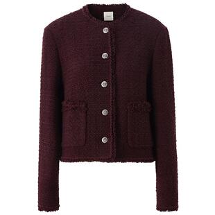 OCHIRLY欧时力 粗花呢小香风外套女上衣毛边法式秋冬尖货