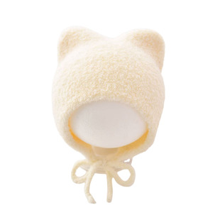 婴儿帽子秋冬款护耳帽男女宝宝系绳包头帽婴幼儿超萌秋冬季毛线帽