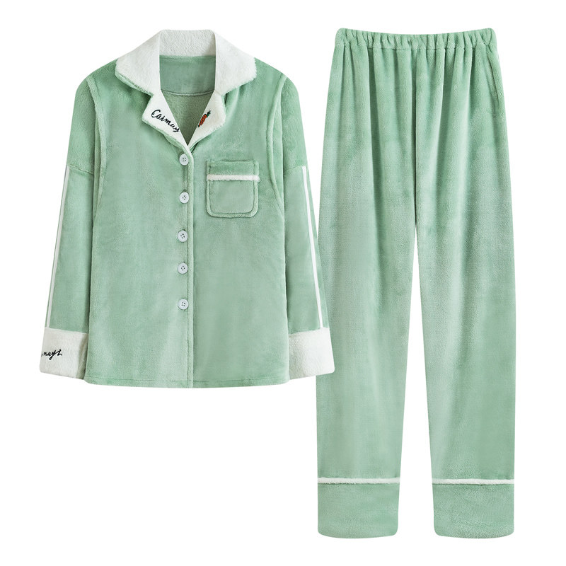 珊瑚绒月子服秋冬季产后加绒加厚春秋产妇哺乳孕妇睡衣怀孕期套装