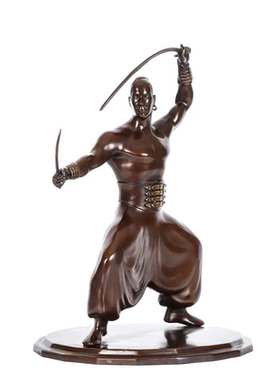 铜雕塑弯刀武士铜像摆件家居装饰品创意礼品客厅玄关书房办公室