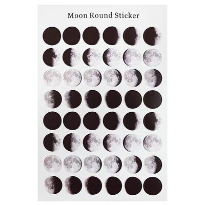 月球彩色圆点贴纸ins不干胶标签