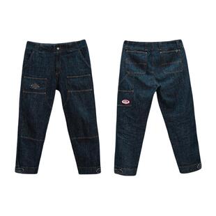 骑不快的H联名吉考斯工业复古骑行反光条防风护膝纯棉机车牛仔裤