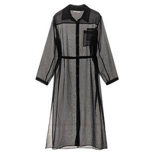 loeuvre长款衬衫外搭小众翻领单排扣宽松休闲百搭式连衣裙女