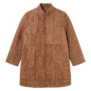 限量-布小匠原创重磅柞蚕丝香云纱中长款棉服女新款中式高级棉衣