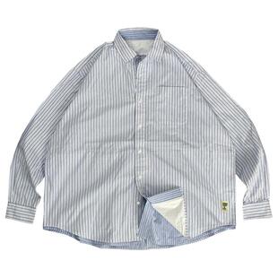 BEAMS SSZ条子格子长袖衬衫男潮牌日系休闲纯棉假两件衬衣Cityboy