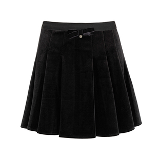 Kroche 静谧夜色 蝴蝶结丝绒百搭A字百褶半裙