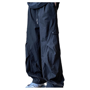 冰丝休闲裤男夏季薄款速干工装直筒裤子男生阔腿宽松伞兵运动长裤