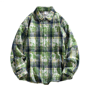 班尼路SK格子衬衫男士新款春秋高级感长袖衬衣美式复古外套上衣MS